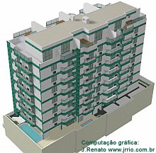 Apartment building 3D Model - Aerial view - back facade