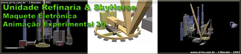 3d industrial rendering - Oil refinery unit and sky horse crane