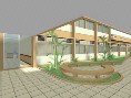 3D Exterior Rendering - Cortyard and entrance of the classroom building