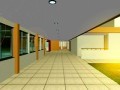 3D exterior rendering - Corridor alongside the party hall and garden