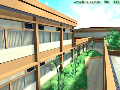 3D Architectural Presentation - Sequence of images - courtyard, garden and buildings
