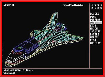 Old times Autocad screen and its menus