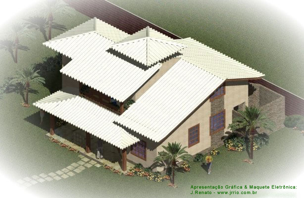 3D House rendering - Two storey beach house aerial view