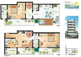 Floor plan rendering of a unit of the apartment building