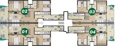 Building apartment floor plans rendering