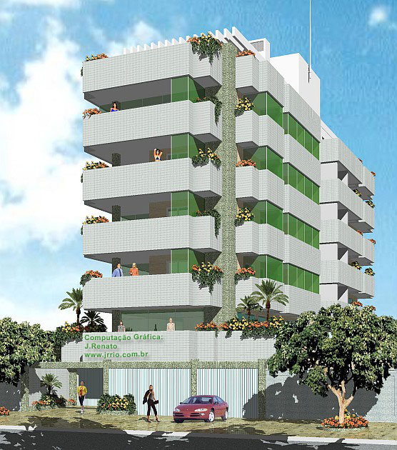 Apartment building perspective rendering - Eye level view