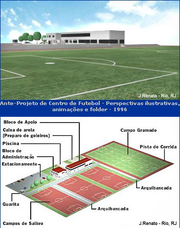 Football Soccer School Facilities - Rio - 1996 - 3D architectural rendering 