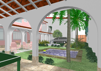 Bulding Renovation - 3D Architectural Presentation - Courtyard  eye level view