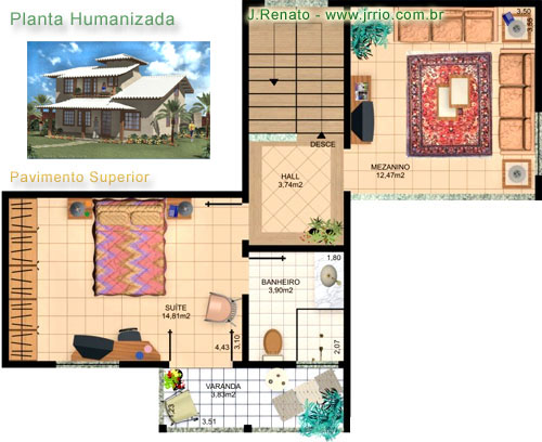 Photorealistic floor plan rendering - Beach house
