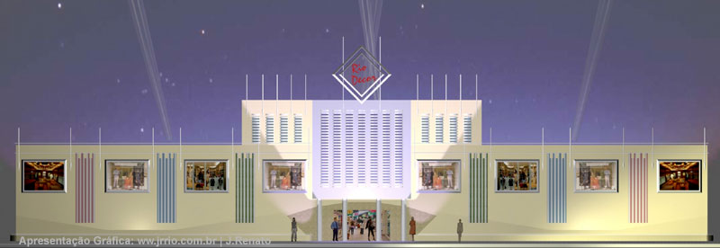 Malls faade lit up at night - Renovation proposal - 3D Architectural Presentation