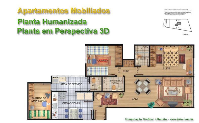3D fully furnished floor plan rendering - apartment dolls house view or "lid off"