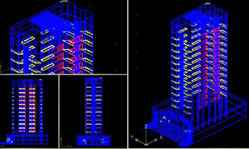 3D wire-frame of an apartment building