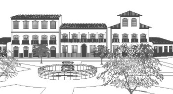 Wire-frame - Colonial-style city 3D model