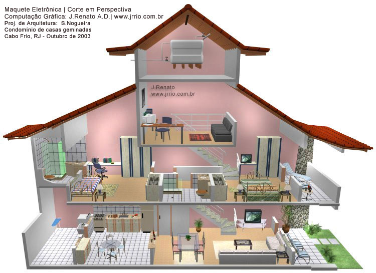 house cutaway | 3d section architectural rendering