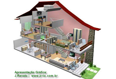 3d house cutaway drawing | 3d section