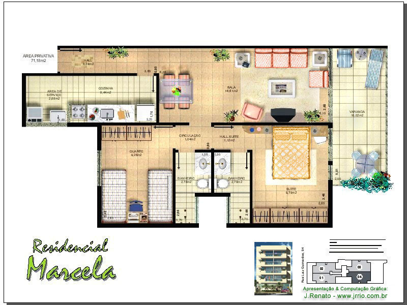 Digital Floor Plan Rendering - Unit of an apartment building