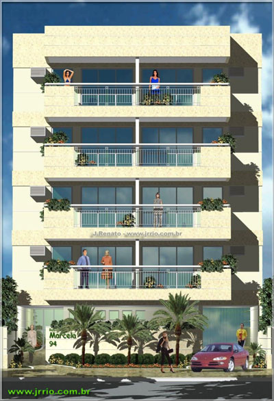 3d photo-realistic architectural rendering of an apartment building