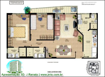Photorealistc fully funished floor plan rendering