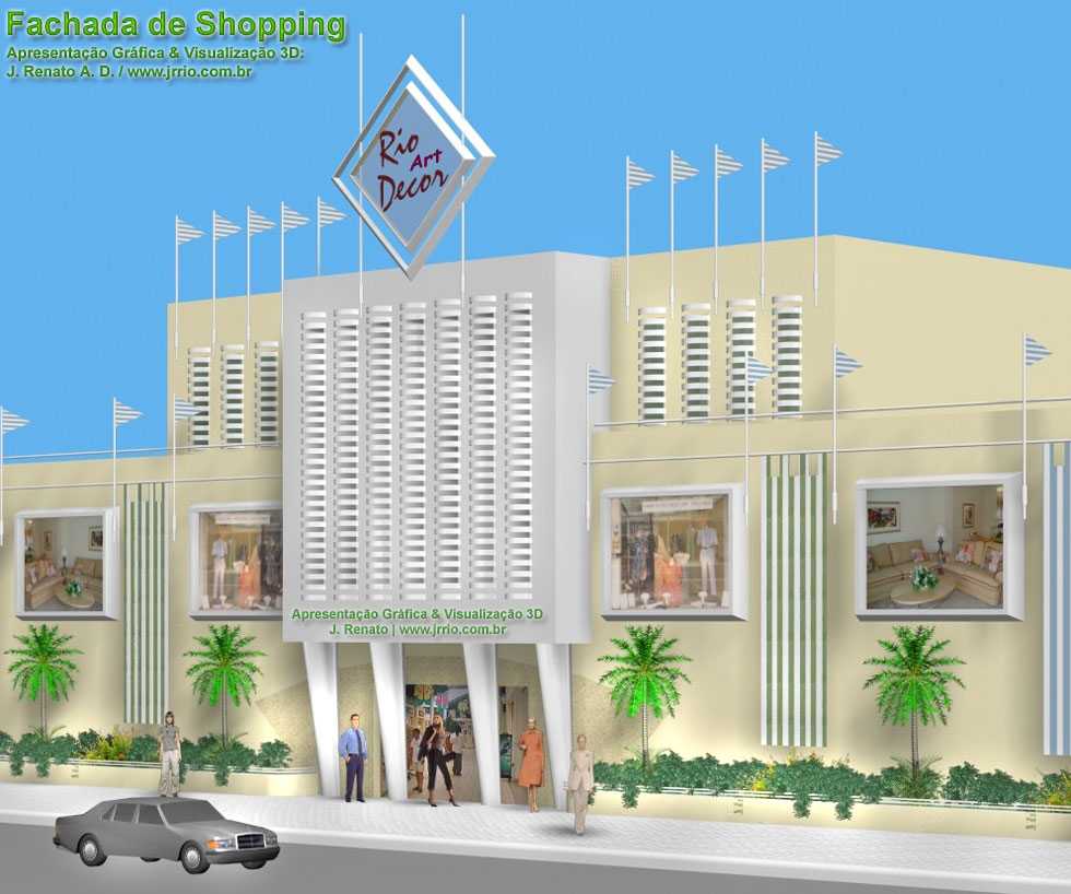 Mall´s façade closer view - Renovation proposal - 3D architectural presentation